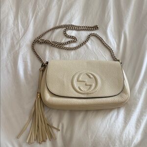 Gucci Beige Leather Crossbody Bag with Tassel